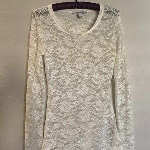 Forever 21 Ivory/White Lace Top Size S